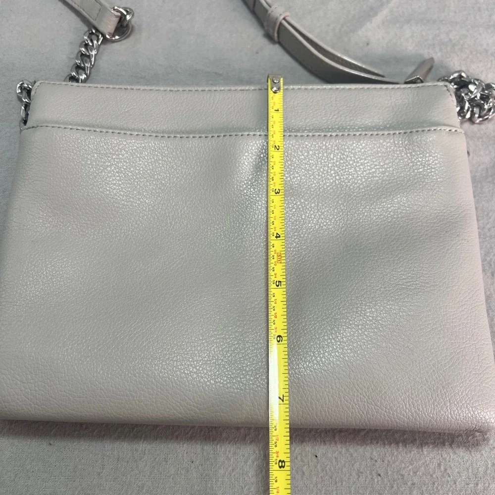 Halogen Crossbody Bag Gray Leather Chain Strap Minimalist Small